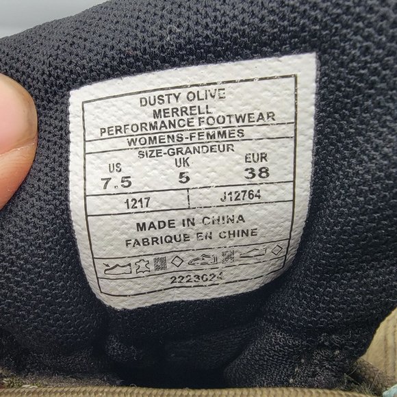 Merrell Dusty Olive Womens 7.5 Tan Boots Waterproof Hiking Camping Summer J12764 - Picture 9 of 13